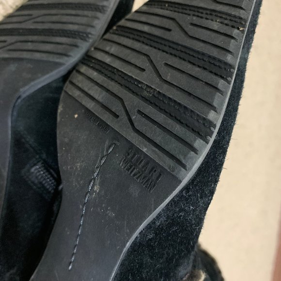 Elegant Black Suede Ankle Boots with Fur Trim - Picture 12 of 15